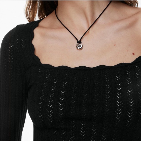 NWT Aritzia Wilfred Parcel Sweater Top Large Long Sleeve Whimsigoth Goth Black - Picture 3 of 9